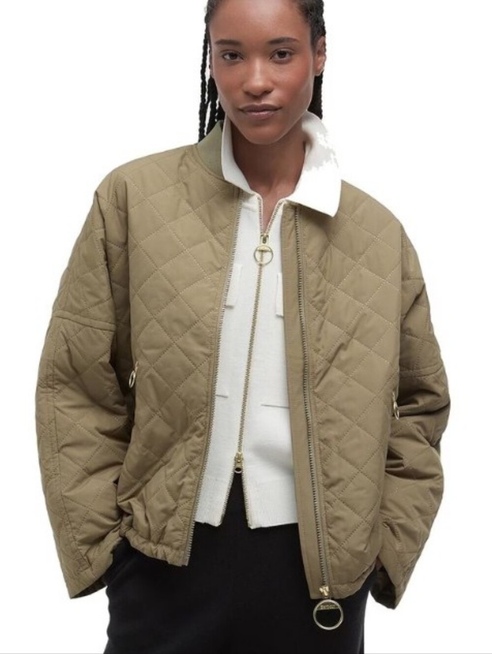 Barbour Emlyn Oluve Green Quilted Jacket Size 2, EU 32.